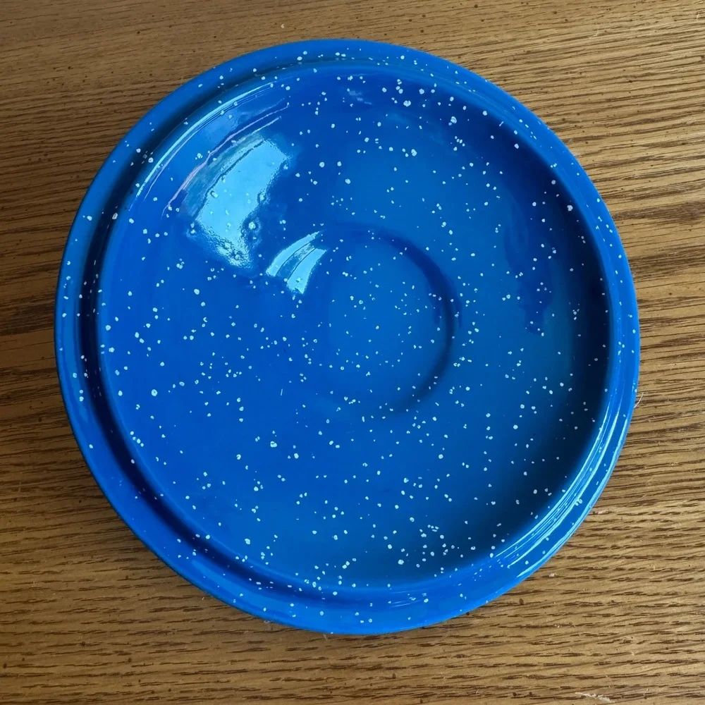 Vintage Blue Speckled Enamelware Replacement Pot Lid‎ Diameter